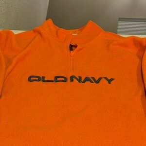 Old Navy Men's Bright Orange Half-Zip Fleece Pullover
